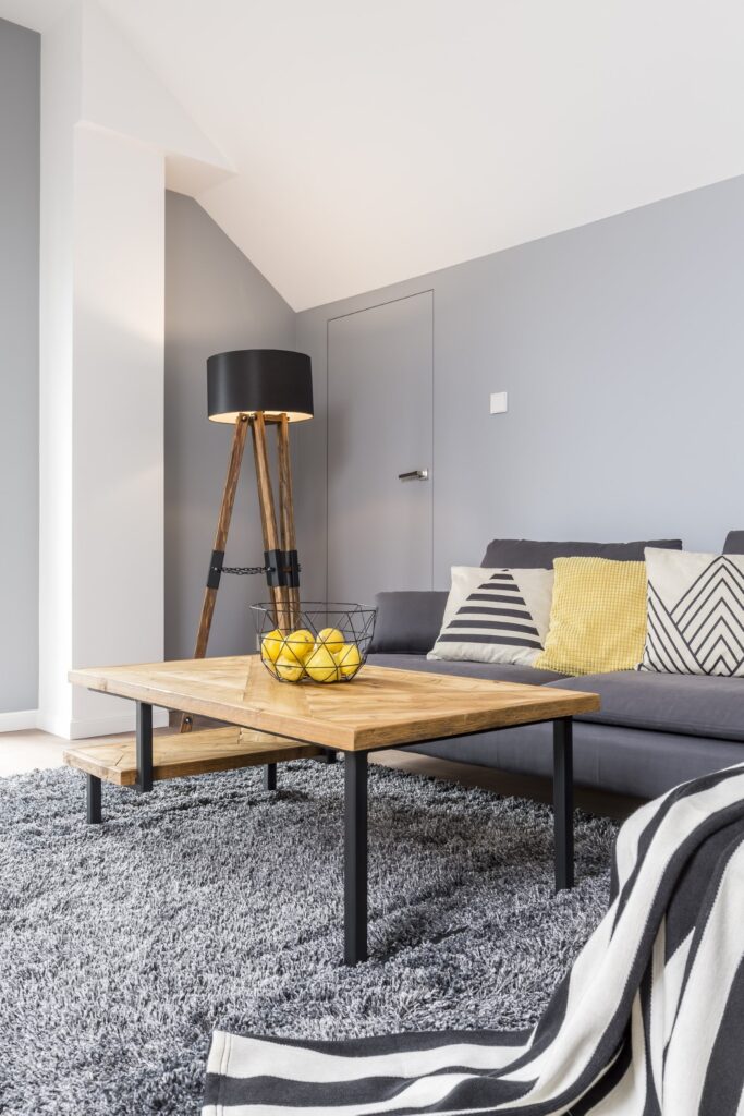 wooden and gray living room PLMZFUQ